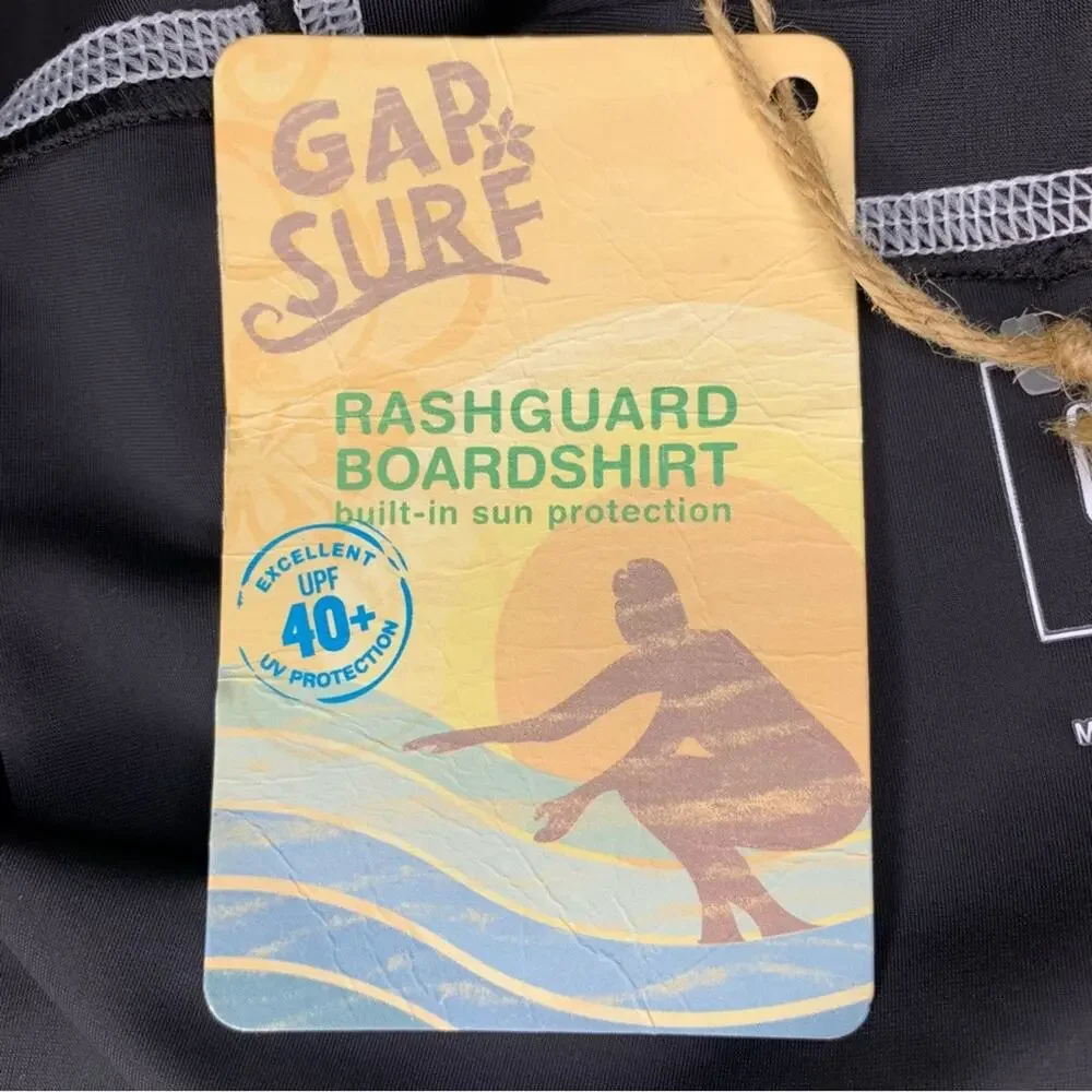 Gap NWT Kids Surf Rashguard Boardshirt Built in Sun Protection Black Size XL(12)